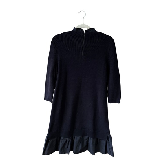 COS Silk Cotton Blend Sweater Shirt Dress Size XS Navy Blue Ruffle Hem Cottage - Picture 3 of 11